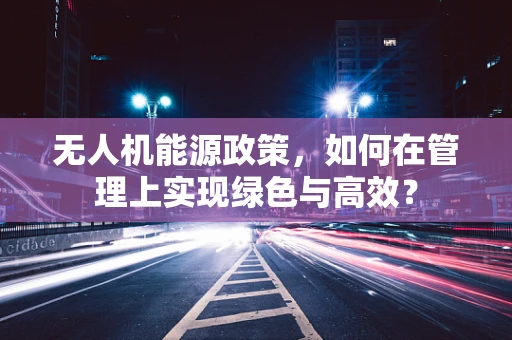 无人机能源政策，如何在管理上实现绿色与高效？