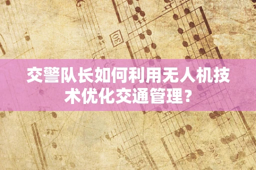 交警队长如何利用无人机技术优化交通管理？