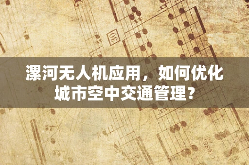 漯河无人机应用，如何优化城市空中交通管理？
