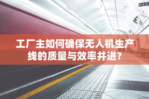 工厂主如何确保无人机生产线的质量与效率并进？