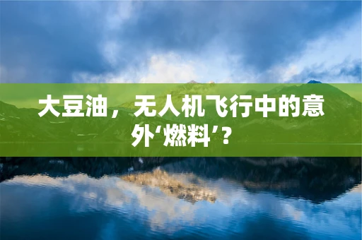 大豆油，无人机飞行中的意外‘燃料’？
