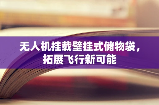 无人机挂载壁挂式储物袋，拓展飞行新可能